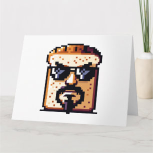 Tarjeta Pan Serio - Gracioso Carácter Retro De Arte Pixel