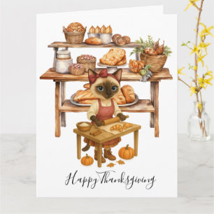 Tarjeta Panadería de Gatos de Otoño Día de Acción de Graci