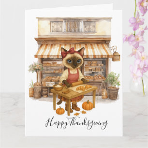 Tarjeta Panadería de Gatos de Otoño Día de Acción de Graci