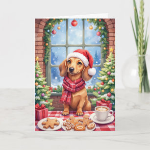 Tarjeta Panadería de Navidad de Dachshund Festejos Navideñ