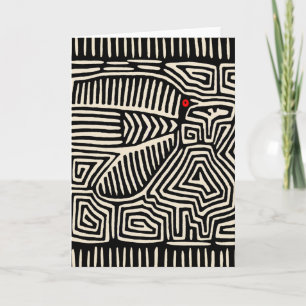 Tarjeta Panamá Kuna India Mola Pajaro - Blanco negro