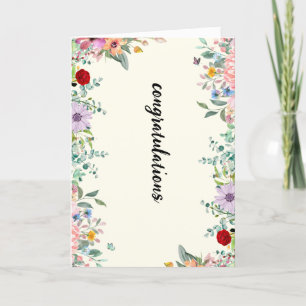 Tarjeta pancarta de felicitaciones florales