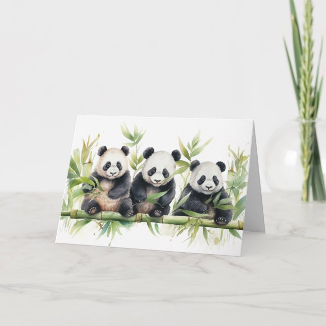 Tarjeta Panda acuarela aprende a pensar en ti (Anverso)