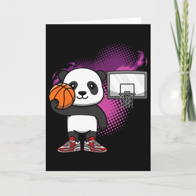 Tarjeta Panda Bear Bysketbyll Player Animal Lover Hoops Dr (Anverso)