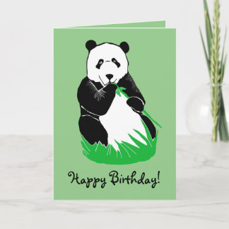 Tarjeta Panda Bear Light Green Happy Birday Card