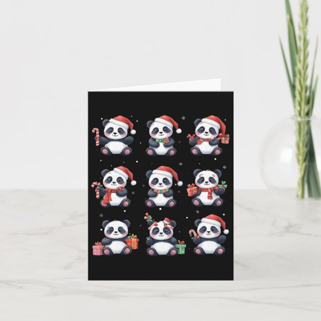 Tarjeta Panda Bear Navidades Santa Hat Funny Animal Lover (Anverso)