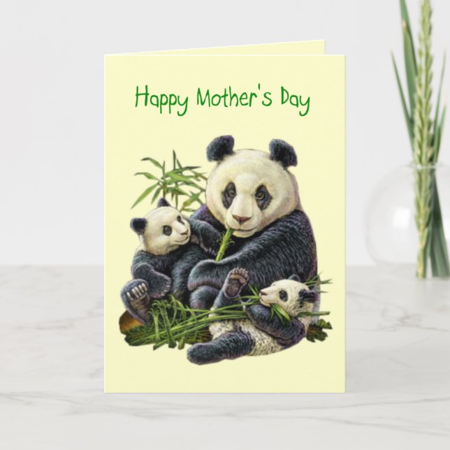 Tarjeta Panda Bear y Cub para el Día de la Madre ( (Anverso)