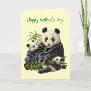 Tarjeta Panda Bear y Cub para el Día de la Madre (