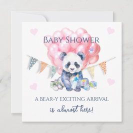 Tarjeta Panda bunting y globos Baby Shower