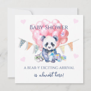 Tarjeta Panda bunting y globos Baby Shower