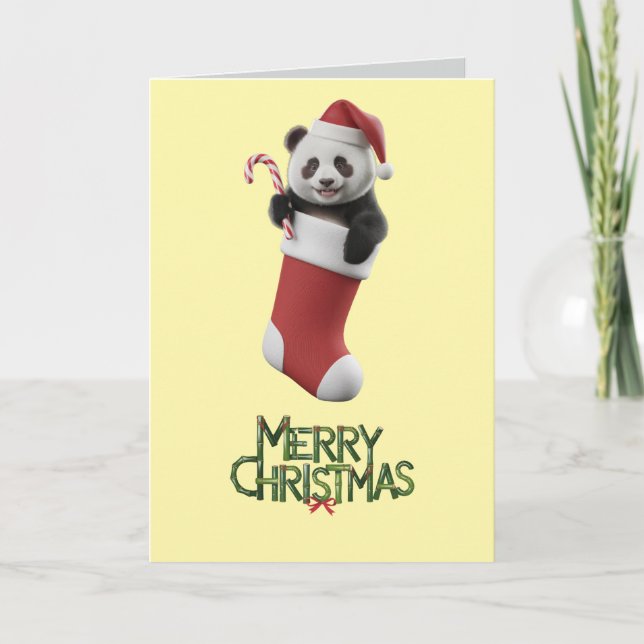 Tarjeta Panda Christmas Stocking (Anverso)