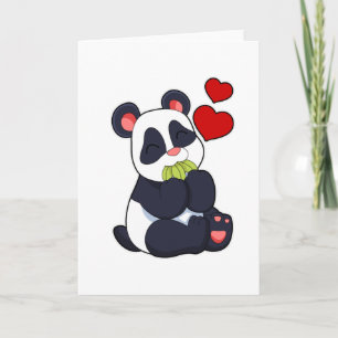 Tarjeta Panda comiendo hojas