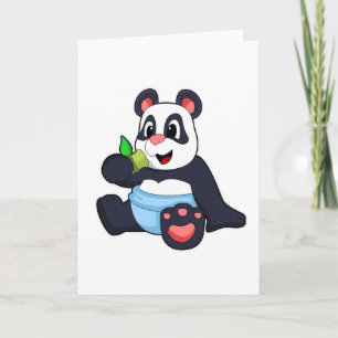 Tarjeta Panda como bebé con bambú