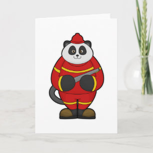 Tarjeta Panda como bombero con manguera