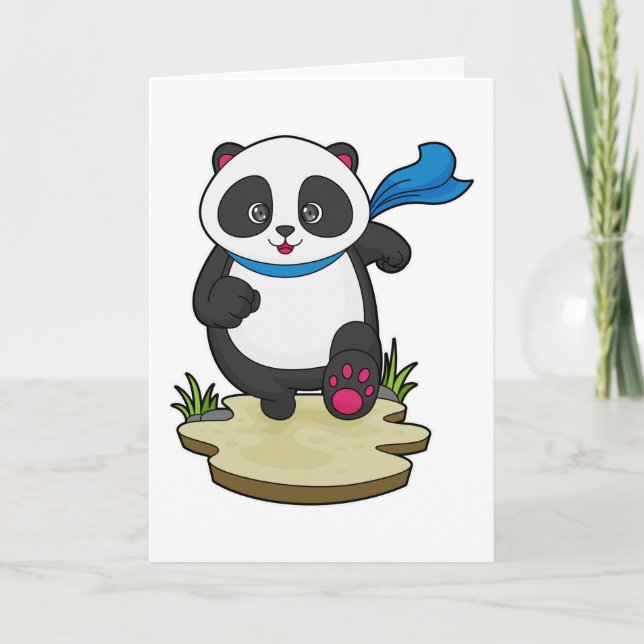 Tarjeta Panda como corredor con bufanda (Anverso)