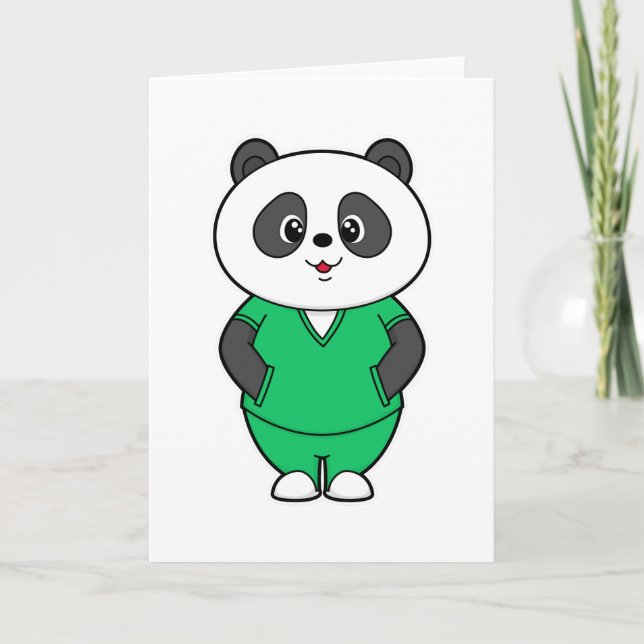 Tarjeta Panda como enfermera con bata (Anverso)