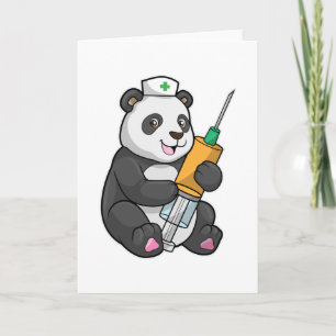 Tarjeta Panda como enfermera con jeringa