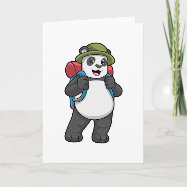 Tarjeta Panda como excursionista con mochila (Anverso)