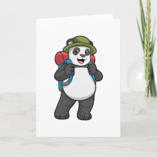 Tarjeta Panda como excursionista con mochila