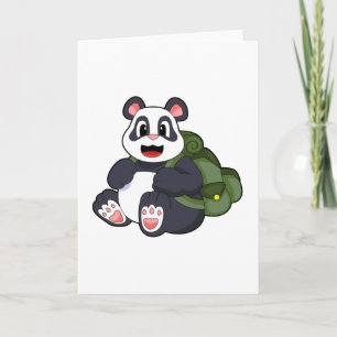 Tarjeta Panda como excursionista con mochila