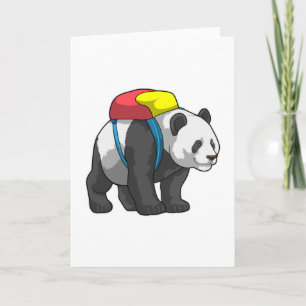 Tarjeta Panda como excursionista con mochila