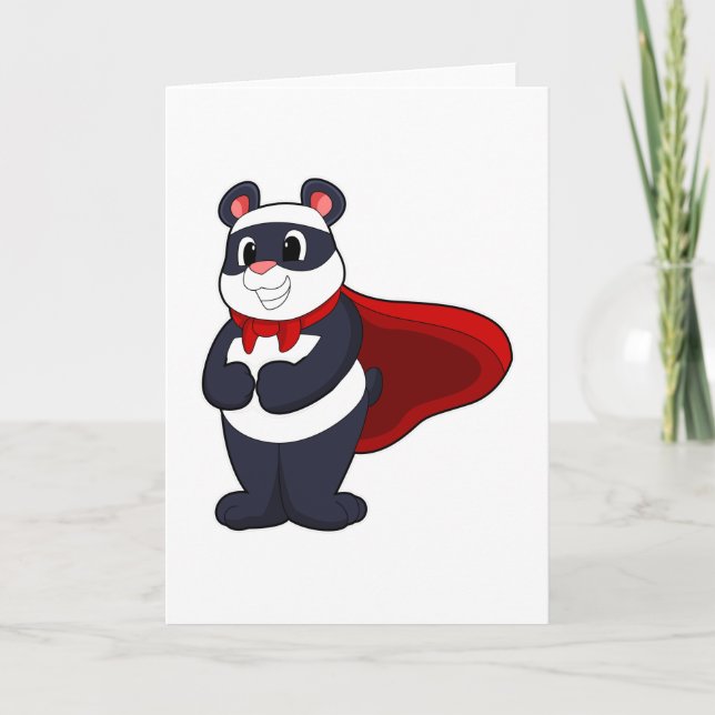 Tarjeta Panda como héroe con máscara y Cabo (Anverso)