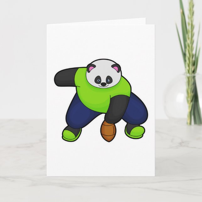 Tarjeta Panda como jugador de fútbol con fútbol (Anverso)