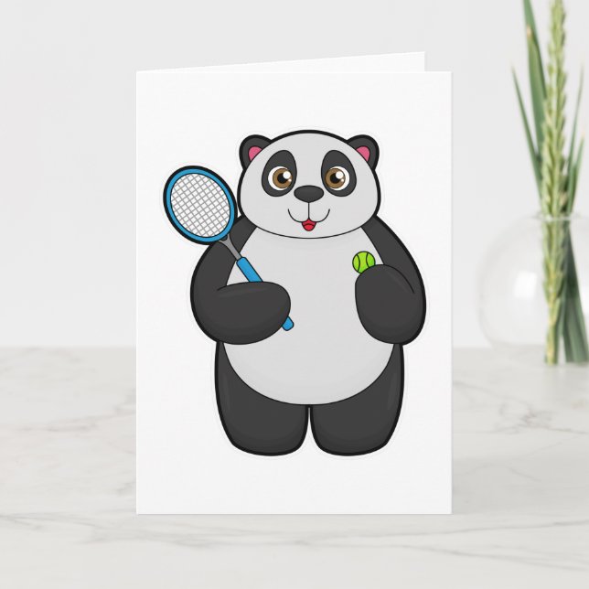 Tarjeta Panda como jugador de tenis con raqueta de tenis (Anverso)