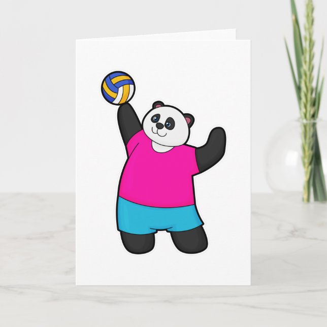 Tarjeta Panda como jugador de voleibol con balón de voleib (Anverso)