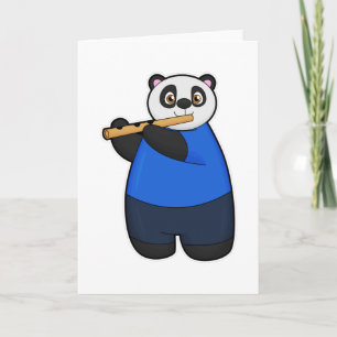 Tarjeta Panda como músico con flauta