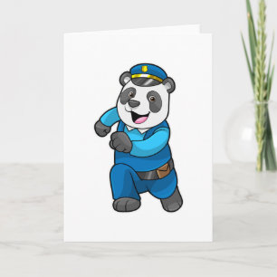 Tarjeta Panda como oficial de policía con gorra de policía