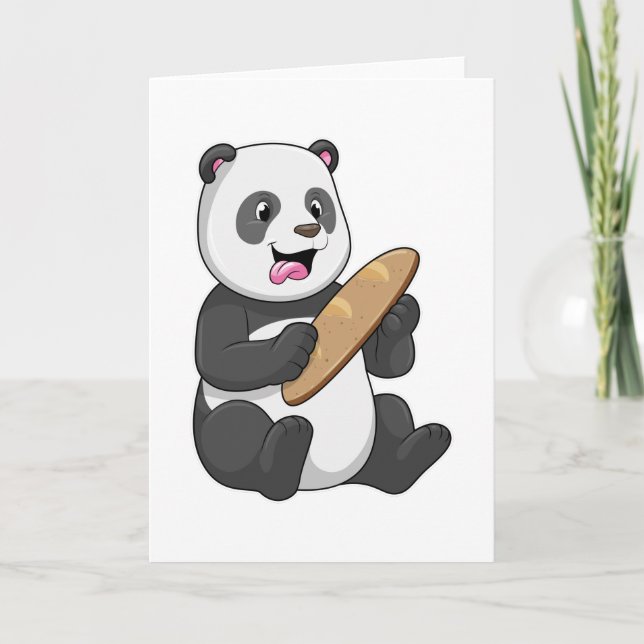 Tarjeta Panda como panadero con pan (Anverso)