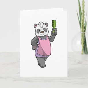 Tarjeta Panda como peluquero con peine