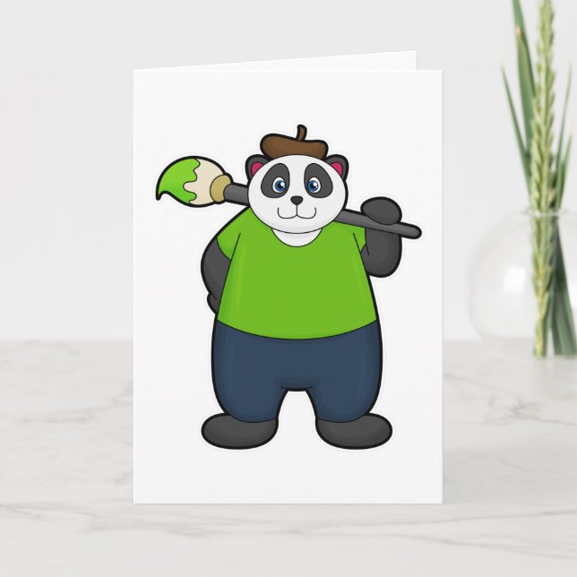 Tarjeta Panda como pintor con pincel (Anverso)