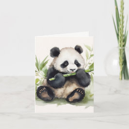 Tarjeta Panda Con Bamboo Gracias