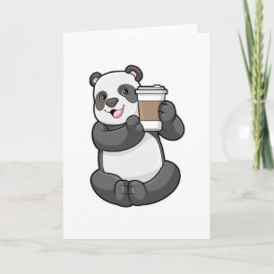 Tarjeta Panda con café para llevar