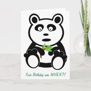 Tarjeta Panda con el cumpleaños tardío de bambú