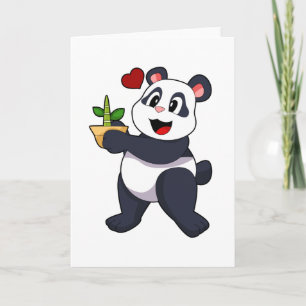 Tarjeta Panda con flores de bambú