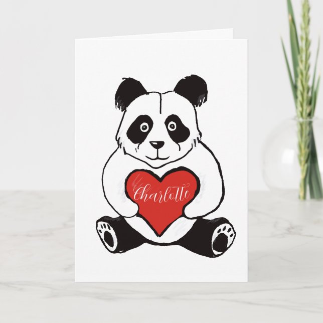 Tarjeta Panda con la esposa del aniversario del boda del c (Anverso)