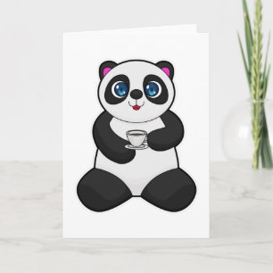 Tarjeta Panda con taza de café