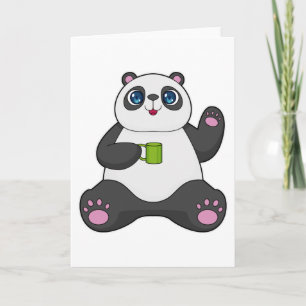 Tarjeta Panda con tazón de café