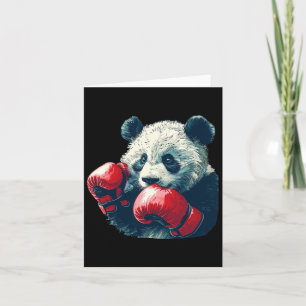 Tarjeta Panda Cuta Con Traje De Guantes De Boxeo
