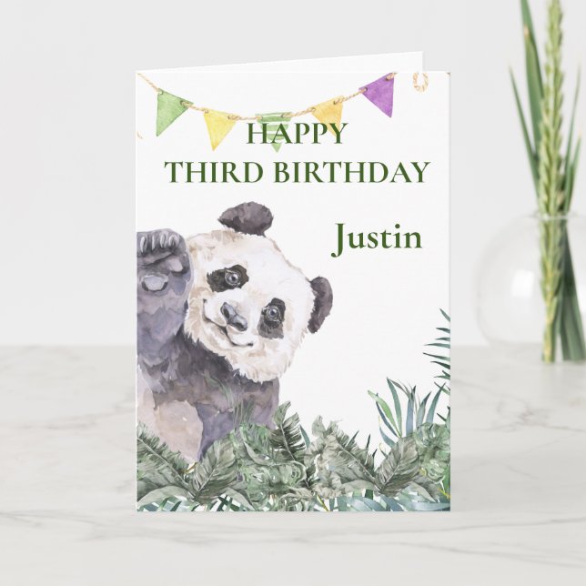 Tarjeta Panda Cutie Birthday Greeneration Watercolor (Anverso)