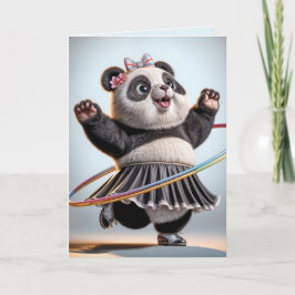 Tarjeta Panda de Cumpleaños Con Hula Hoop