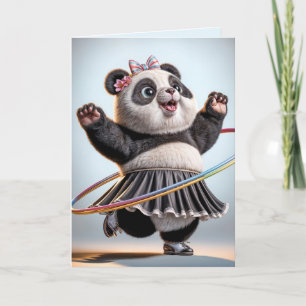 Tarjeta Panda de Cumpleaños Con Hula Hoop