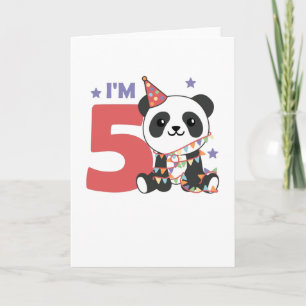 Tarjeta Panda De Quinto Cumpleaños Para Niños De 5