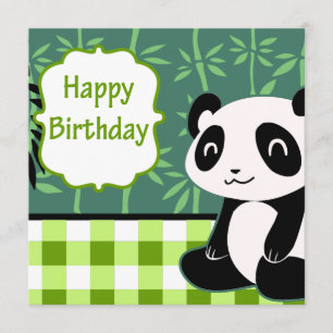 Tarjeta Panda del bambú del verde del feliz cumpleaños