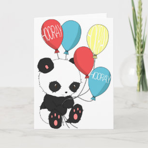 Tarjeta Panda del cumpleaños con los globos
