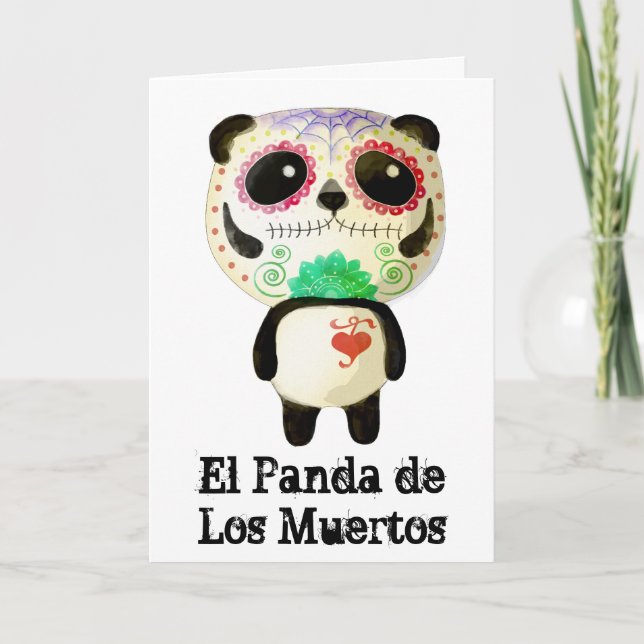 Tarjeta Panda del día de los muertos (Anverso)