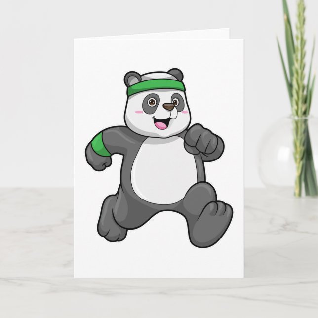 Tarjeta Panda en Jogging with Headband (Anverso)